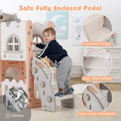 All-in-1 Toddler Slide Playset Playground with Tunnel and Ladder and Basketball, Pink Climbers & Slides at Gallery Canada