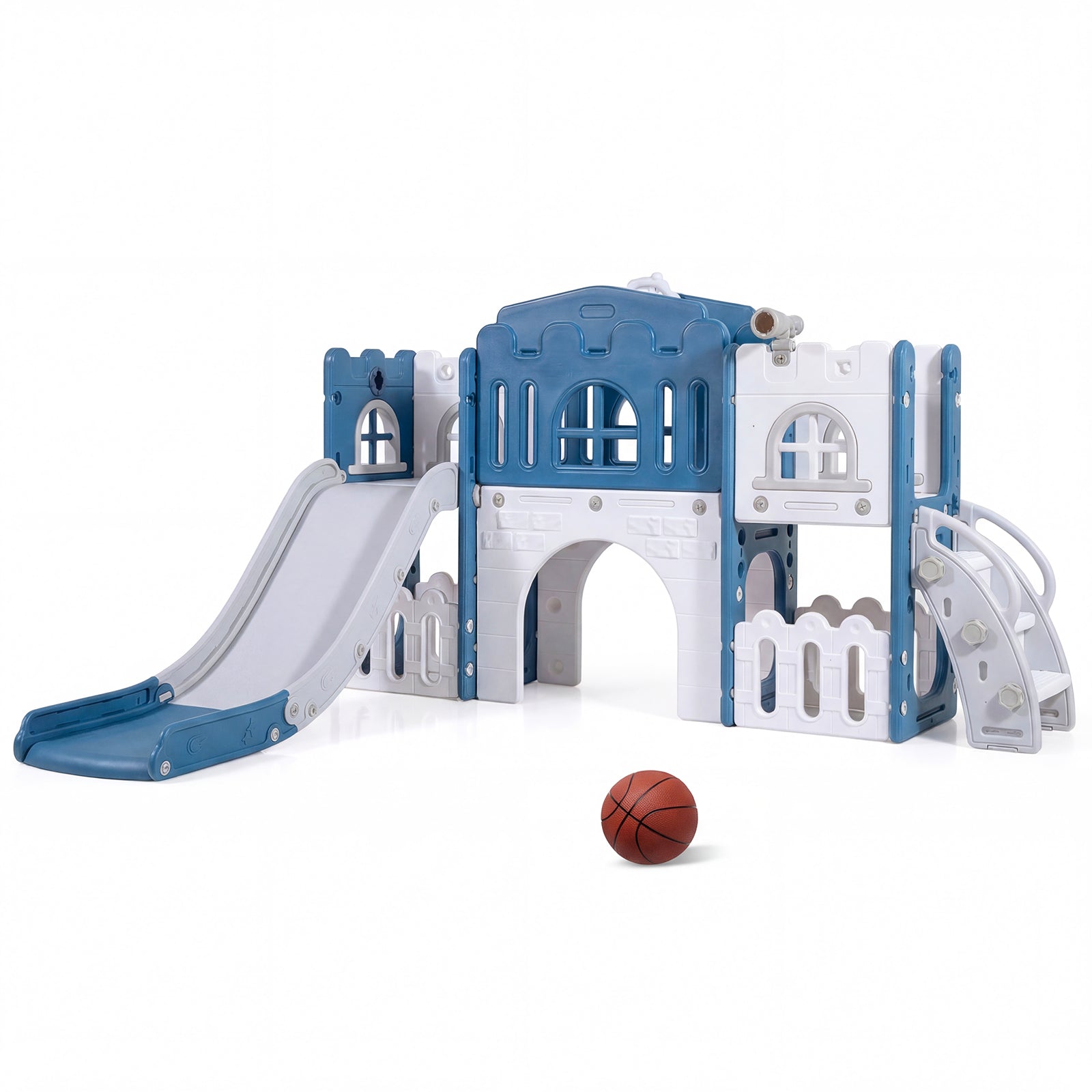 Toddler Slide Playset With Tunnel, Ladder, Basketball, Blue Climbers & Slides Blue at Gallery Canada