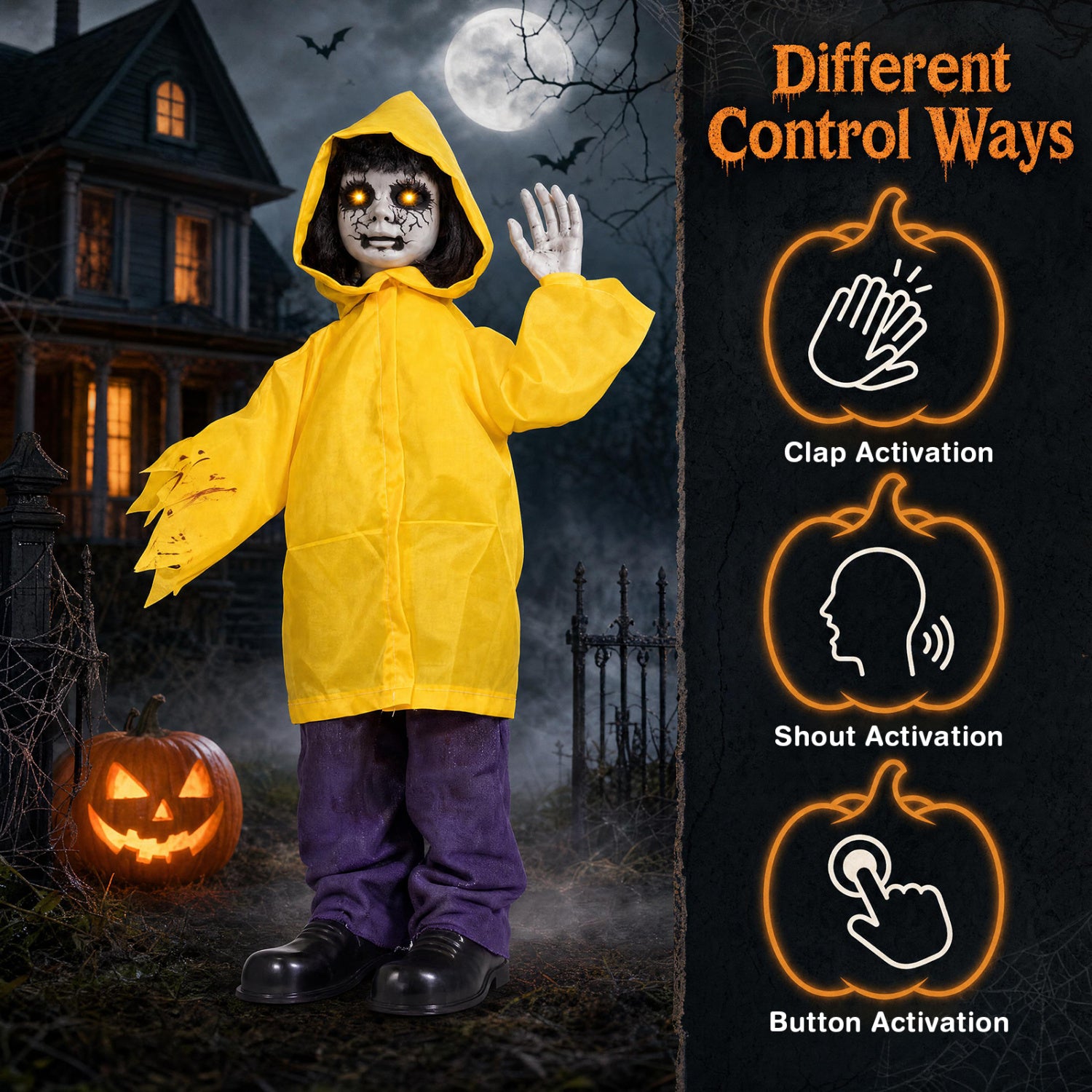 Animatronic Haunted Boy, Light Up Eyes, Creepy Sound Halloween at Gallery Canada