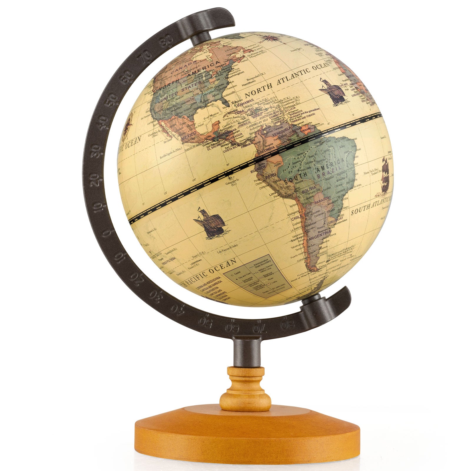 Antique Globe, 5.5 Inch, Mini Rotating World Globe, Bronze Learning Toys at Gallery Canada