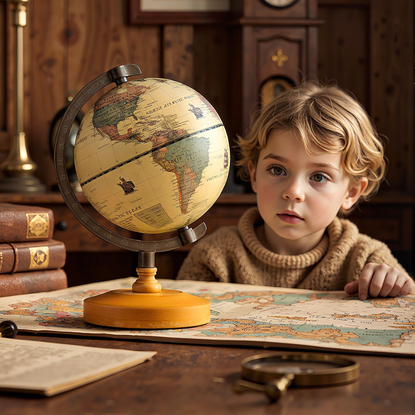 Antique Globe, 5.5 Inch, Mini Rotating World Globe, Bronze Learning Toys at Gallery Canada