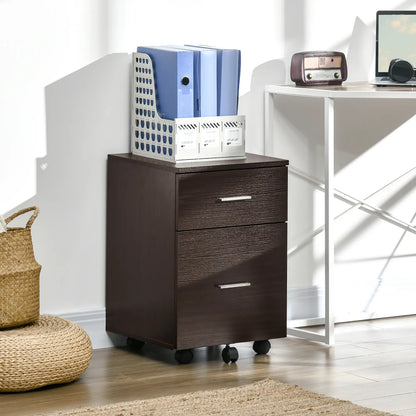 Mobile Vertical File Cabinet, 2 Drawers, Wheels, Letter or A4, Brown Office Cabinets & Cupboards at Gallery Canada