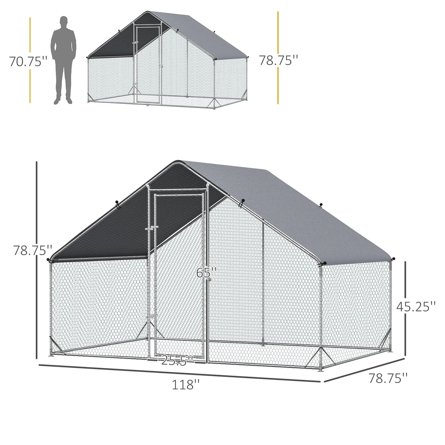9.8' x 6.6' x 6.6' Chicken Coop, Outdoor Hen House With Cover, Lockable Door Chicken Coops at Gallery Canada
