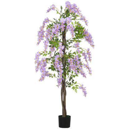 5.9FT Artificial Wisteria Tree, Natural Wood Trunk, Nursery Pot, Purple Artificial Trees at Gallery Canada