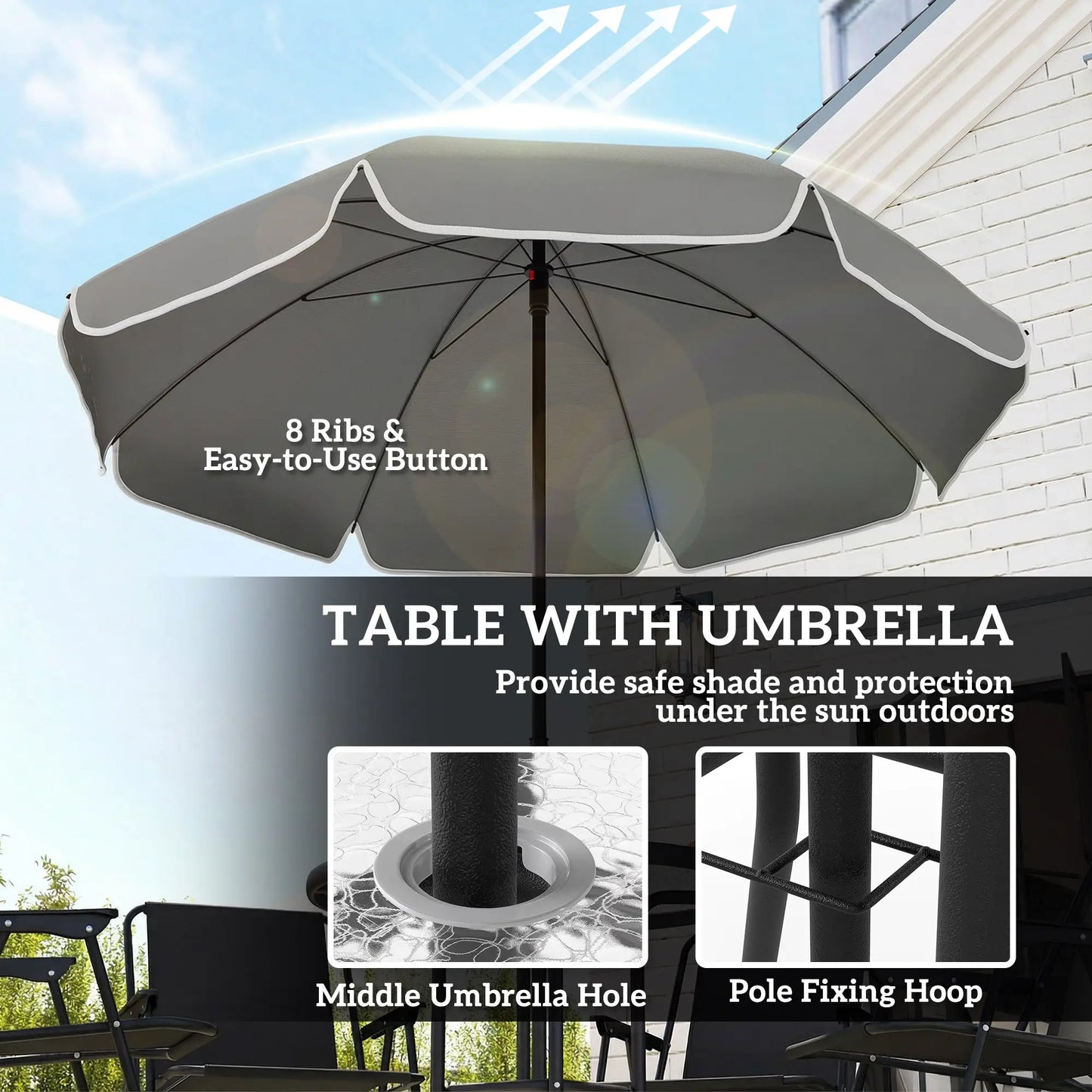 6 Piece Patio Dining Set, Glass Table, Folding Chairs, Black Outdoor Dining Sets at Gallery Canada