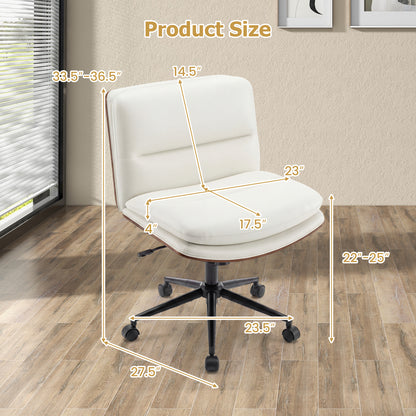 Armless Office Chair, Curved Backrest, Padded Seat, White Armless Chairs at Gallery Canada