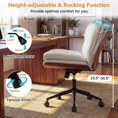 Armless Office Chair, Curved Backrest, Padded Seat, White Armless Chairs at Gallery Canada