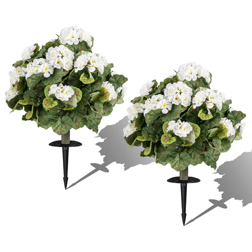 Artificial Begonia Ball Trees, Set of 2, 13 inch, White