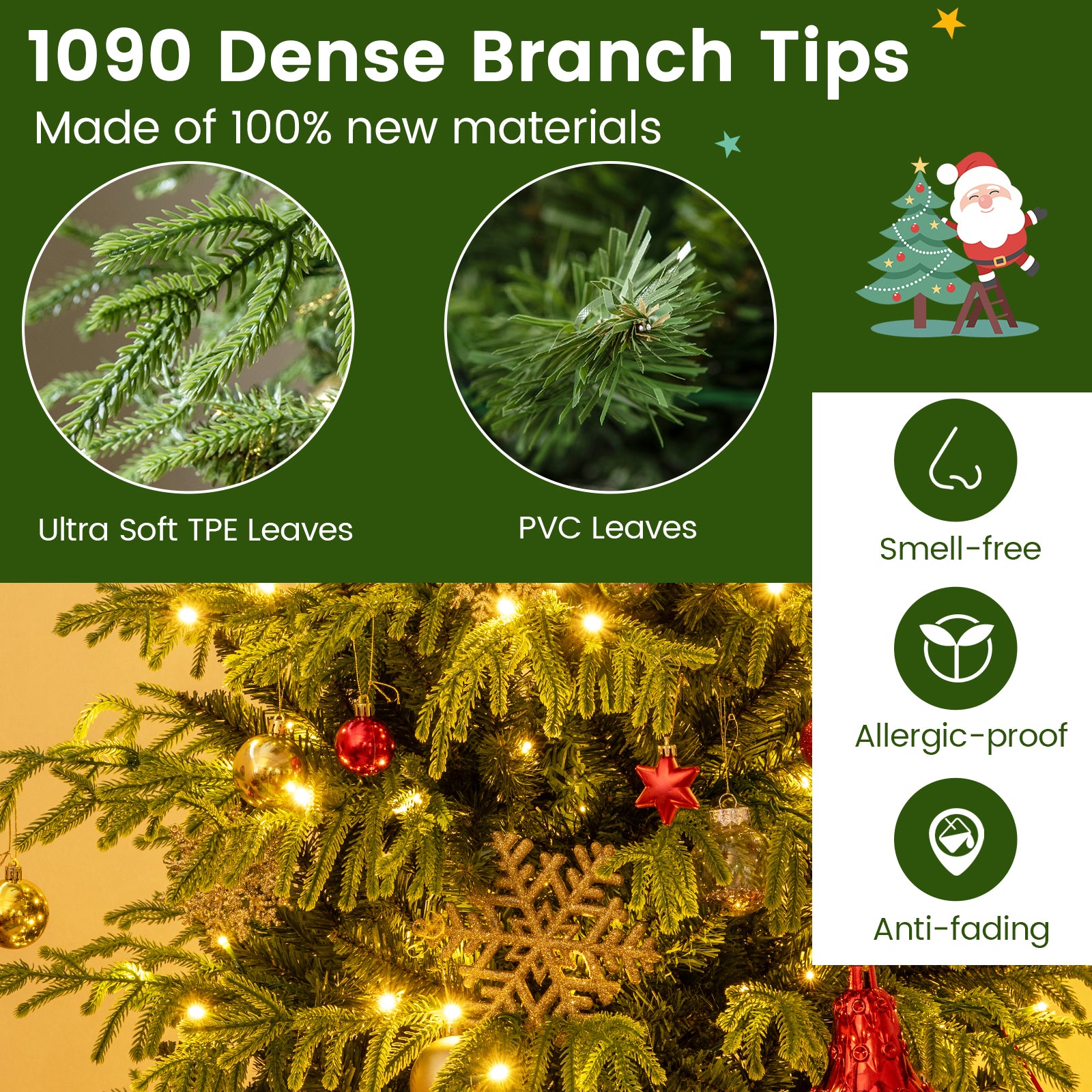Artificial Christmas Tree, LED Lights, PVC Mixed Branch Tips, 7ft, Green Christmas Tree at Gallery Canada