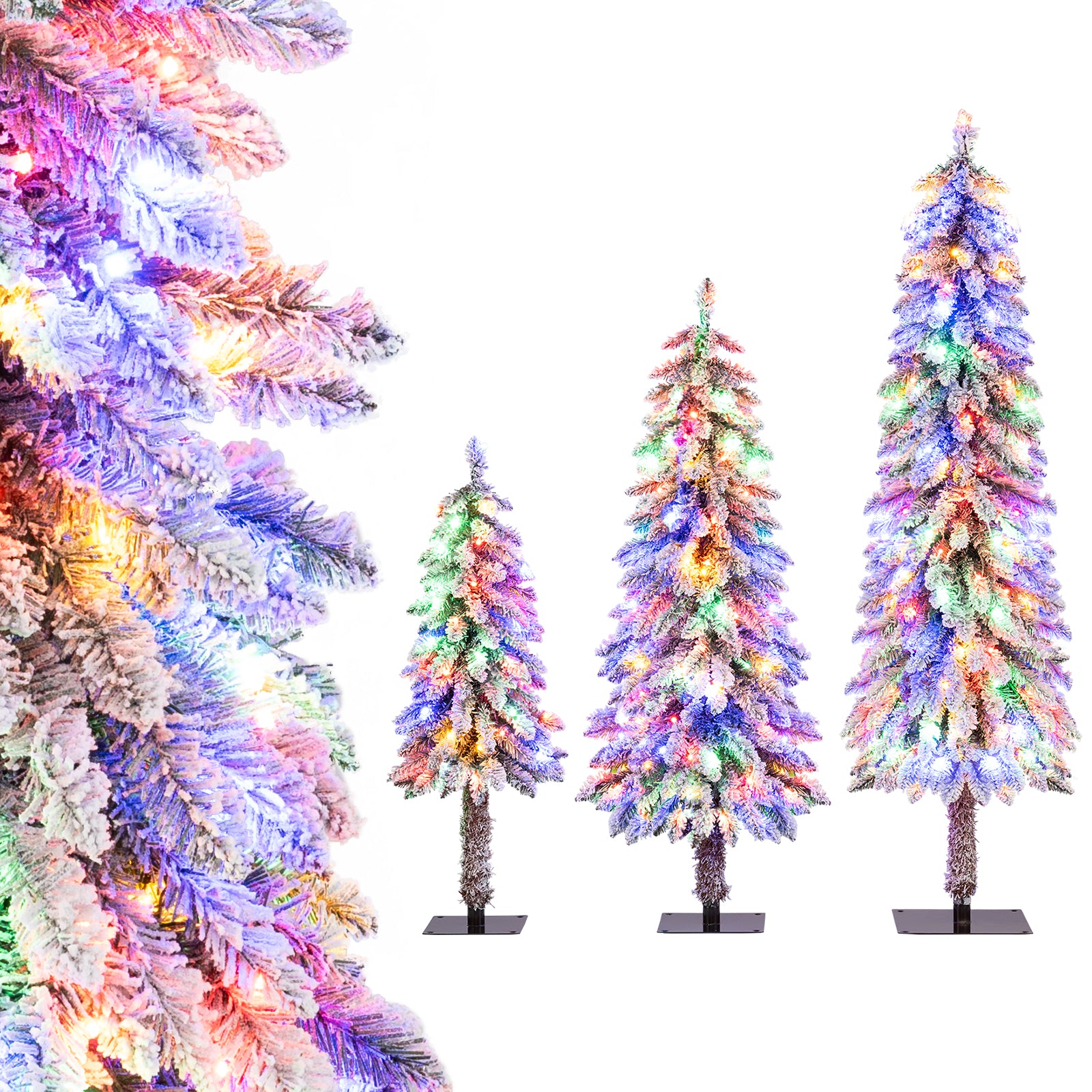 Artificial Christmas Tree Set Of 3, Snow-Flocked Branch Tips, Green Christmas Tree at Gallery Canada