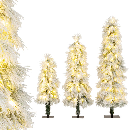 Artificial Christmas Tree Set, Snow-Flocked Tips, LED Lights, Green Christmas Tree at Gallery Canada