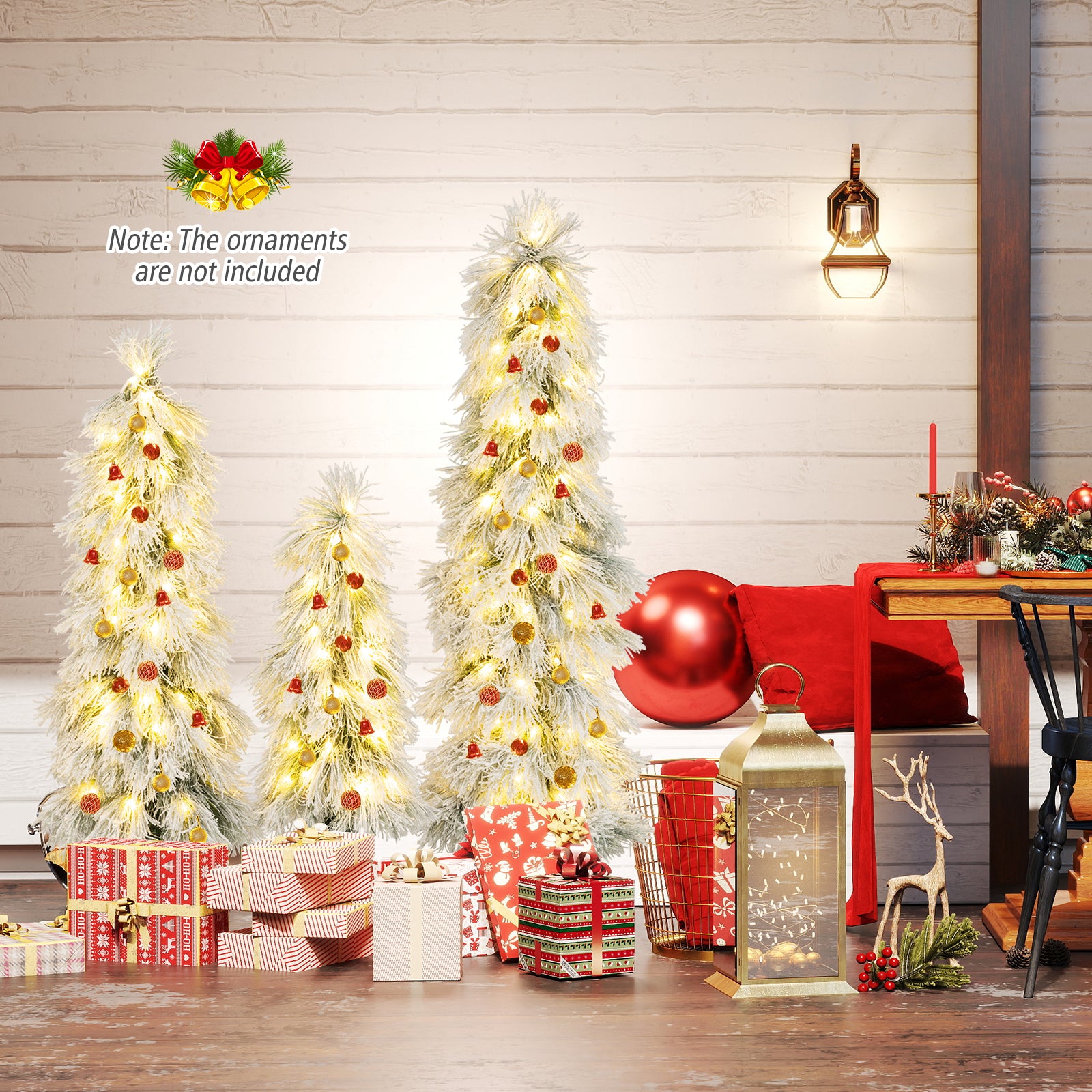 Artificial Christmas Tree Set, Snow-Flocked Tips, LED Lights, Green Christmas Tree at Gallery Canada