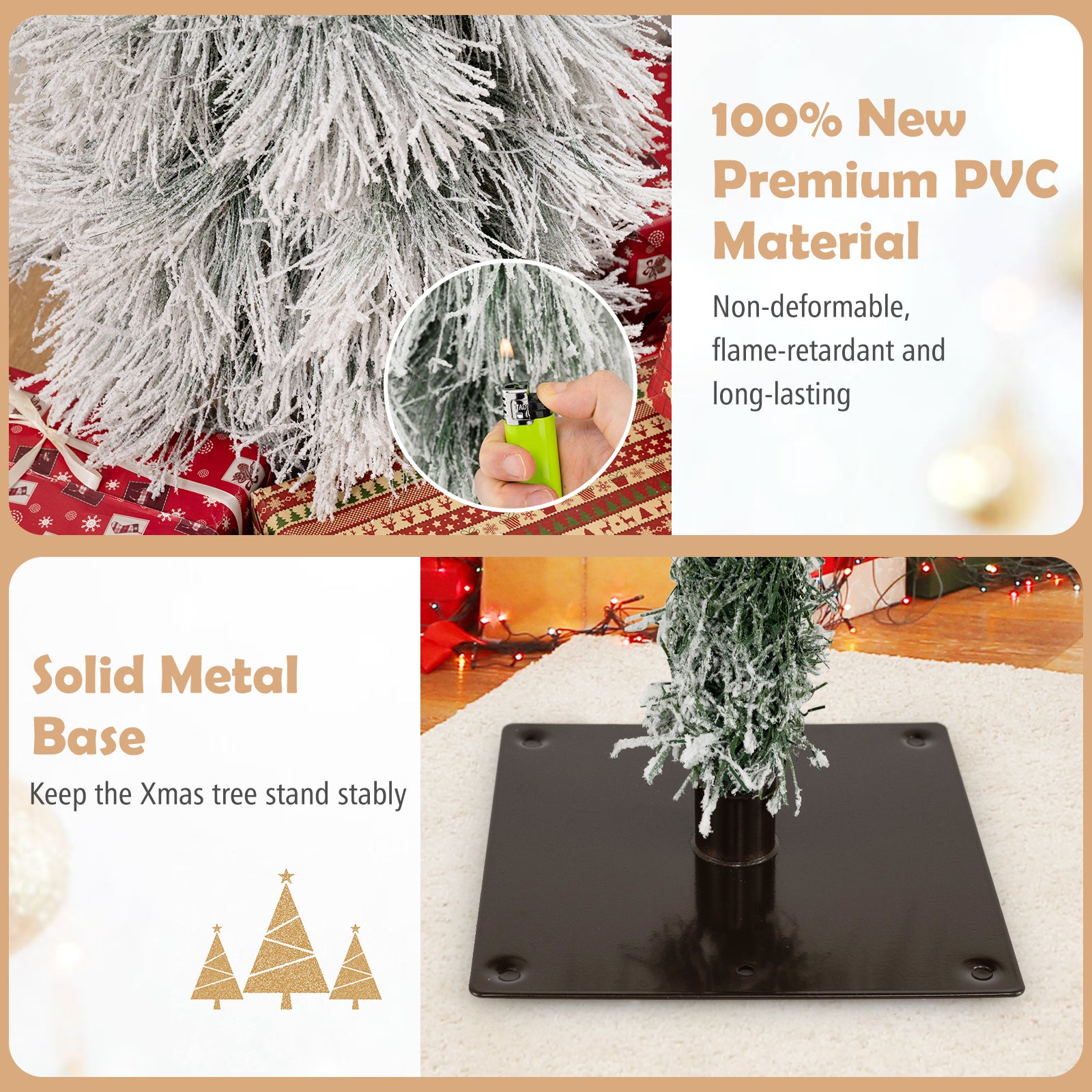 Artificial Christmas Tree Set, Snow-Flocked Tips, LED Lights, Green Christmas Tree at Gallery Canada