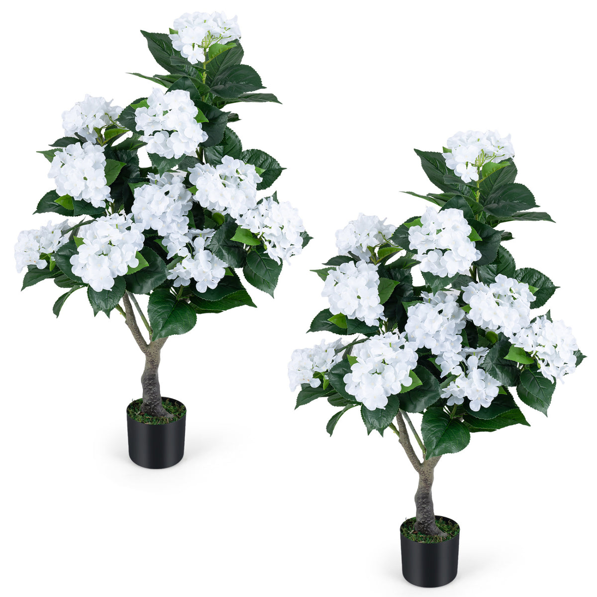 Artificial Hydrangea Tree, 11 White Flowers, White Faux Plants White at Gallery Canada