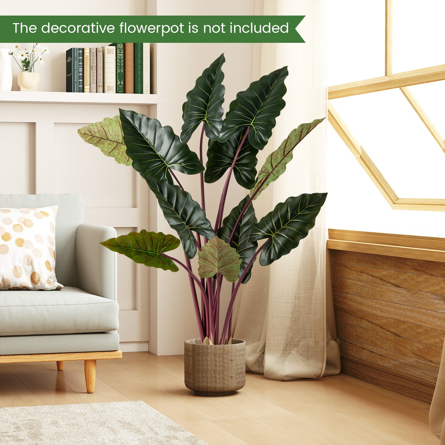 Artificial Rainbow Taro Tree 63" Tall with 11 Faux Leaves-1 Pack Faux Plants at Gallery Canada