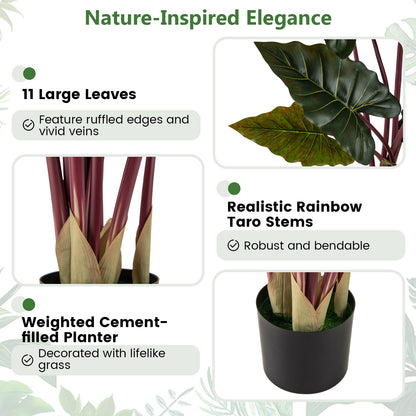 Artificial Rainbow Taro Tree 63" Tall with 11 Faux Leaves-1 Pack Faux Plants at Gallery Canada