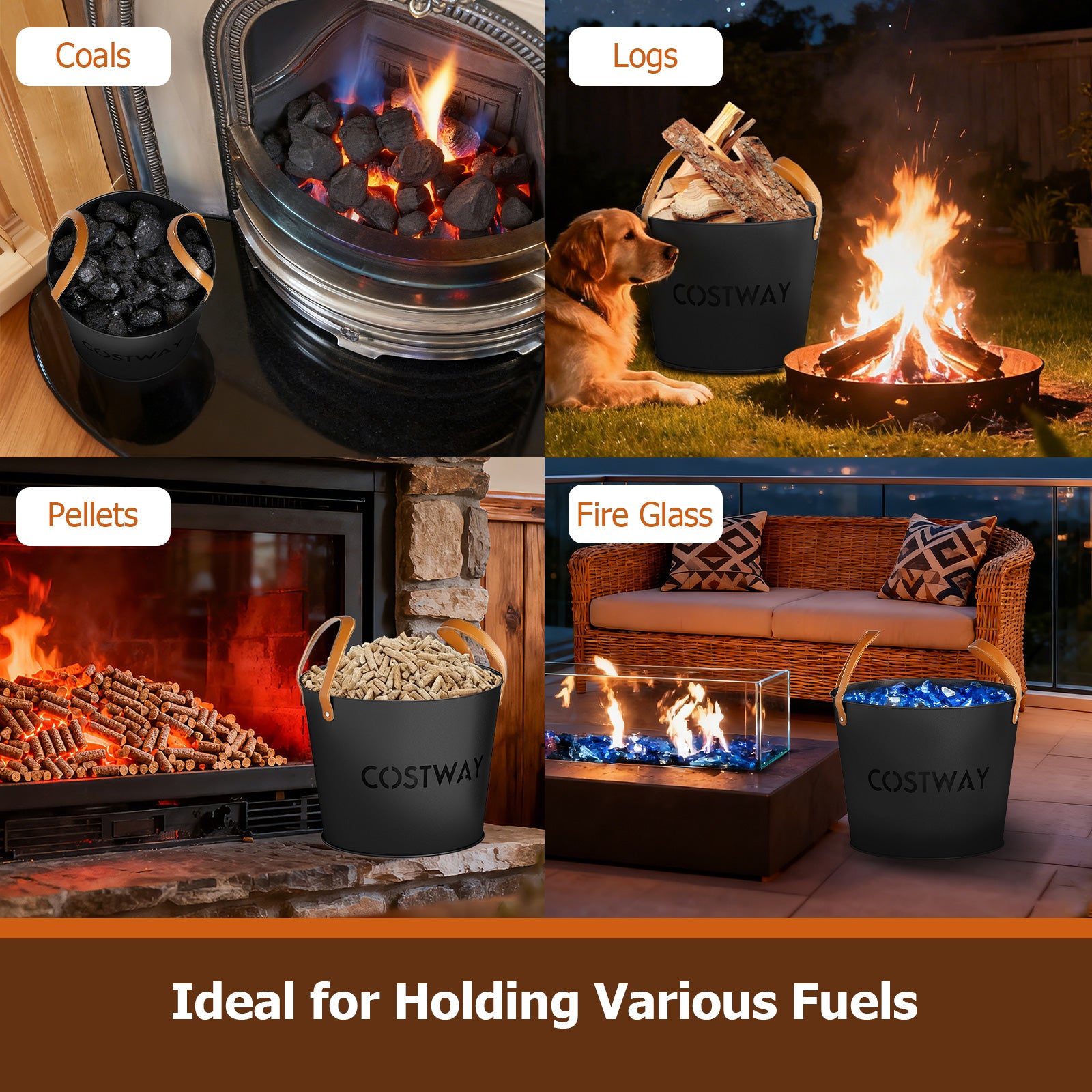 Ash Bucket Set of 2 Metal Coal Ash Can Set with 11.5 Gal and 8.5 Gal Bucket for Fireplace Fire Pits Fireplace Tools at Gallery Canada