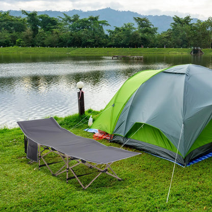 Folding Camping Cot for Adults, with Carry Bag, Side Pocket, Grey Camping Cots at Gallery Canada