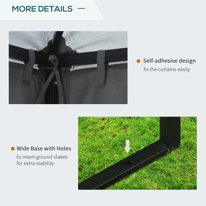 10' x 10' Patio Gazebo, Canopy Shelter with Double-Tier Roof, Dark Grey Gazebos at Gallery Canada