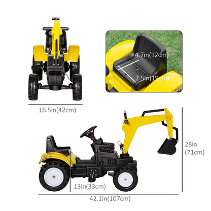 Kids Ride on Tractor, Pedal Excavator Toy for 3 Year Old, Yellow Toy Excavators at Gallery Canada