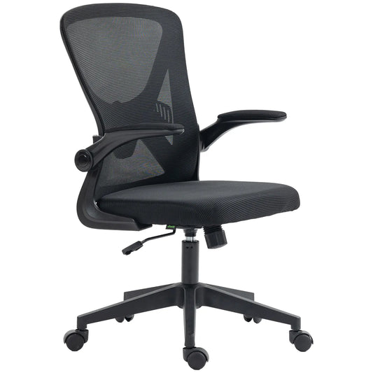 Mesh Office Chair, Swivel Desk Chair, Lumbar Support, Adjustable Height, Flip-Up Arm, Black Office Chairs Black at Gallery Canada