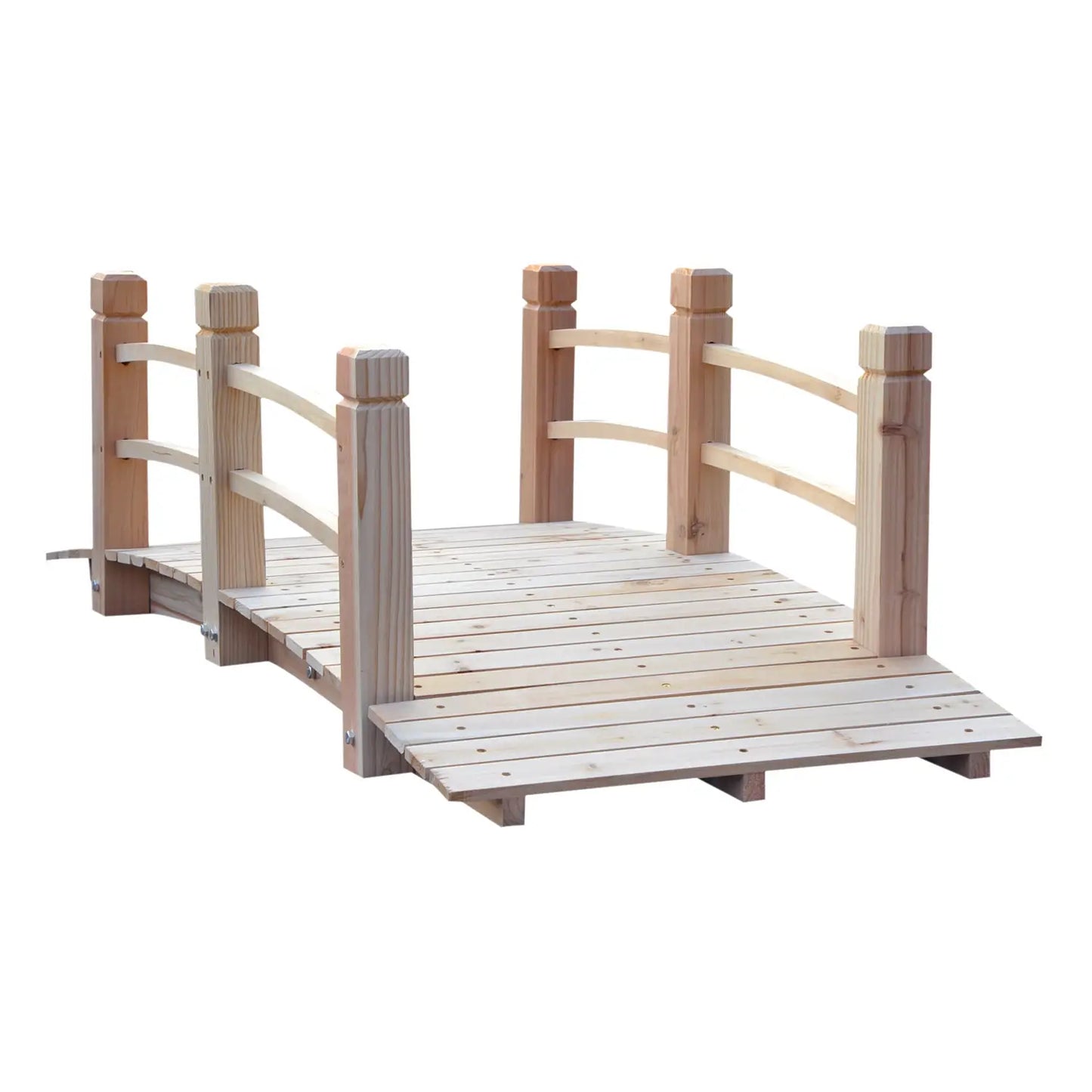 5FT Wood Garden Bridge, Outdoor Decorative Landscape, Natural Wood Garden Bridges Natural at Gallery Canada