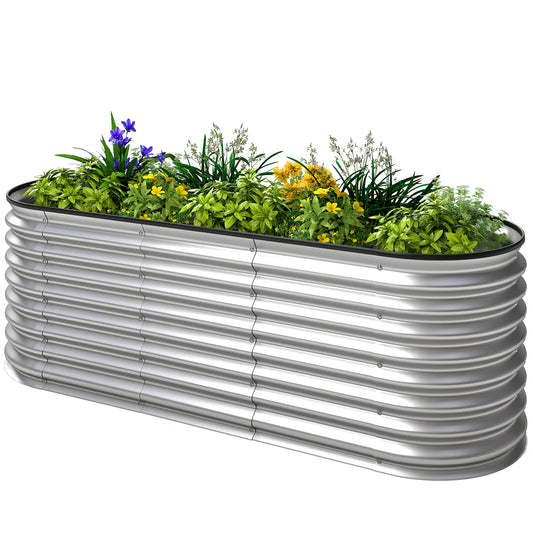 Galvanized Raised Garden Bed, 6X2X2 Ft, Silver
