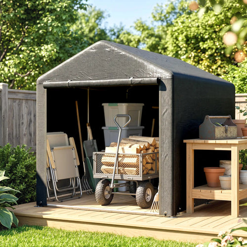 Portable Bicycle Shed, Galvanised Steel Frame, Large Door, Waterproof, Dark Grey
