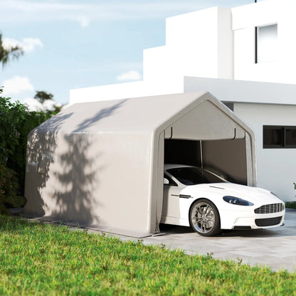 Heavy Duty Carport, 10 x 17 ft, Portable Garage, Roll-up Door, Grey Car Shelters at Gallery Canada
