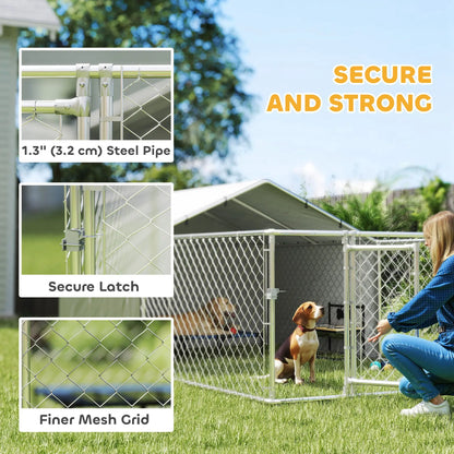 Galvanized Steel Dog Kennel, Outdoor, Waterproof UV-Resistant Cover, Large Dogs, 13.1' x 7.5' x 4.9' Houses, Kennels & Pens at Gallery Canada