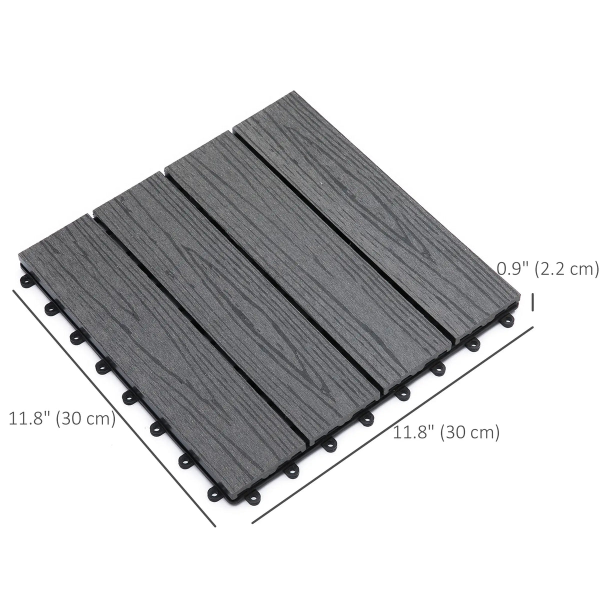 Interlocking Deck Tiles, 11 Pack 12" x 12", Waterproof Non-Slip, Grey Deck Tiles at Gallery Canada