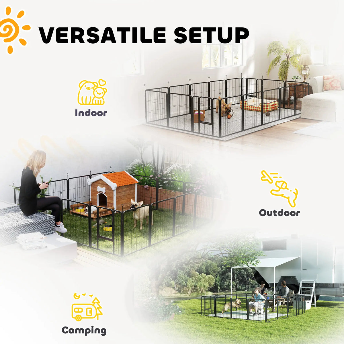 16 Panel Dog Playpen, Portable DIY, 24" Height, For Small Dogs Houses, Kennels & Pens at Gallery Canada