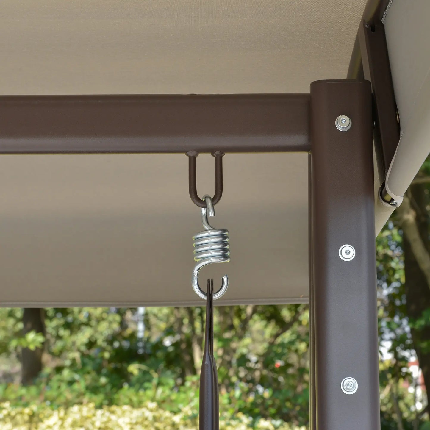 3-Person Steel Canopy Swing, Cushioned Seat, Light Grey Patio Swings with Stand at Gallery Canada
