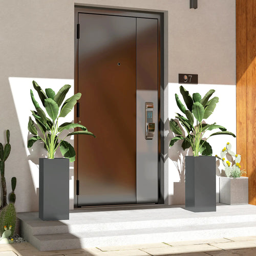 2 Pack 26 Inch Plastic Planter Box, Water Level Indicator, Dark Grey