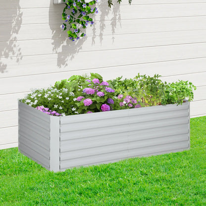 Galvanized Raised Garden Bed, Steel Outdoor Planter, 71" x 35" x 23", Light Grey Raised Garden Beds at Gallery Canada