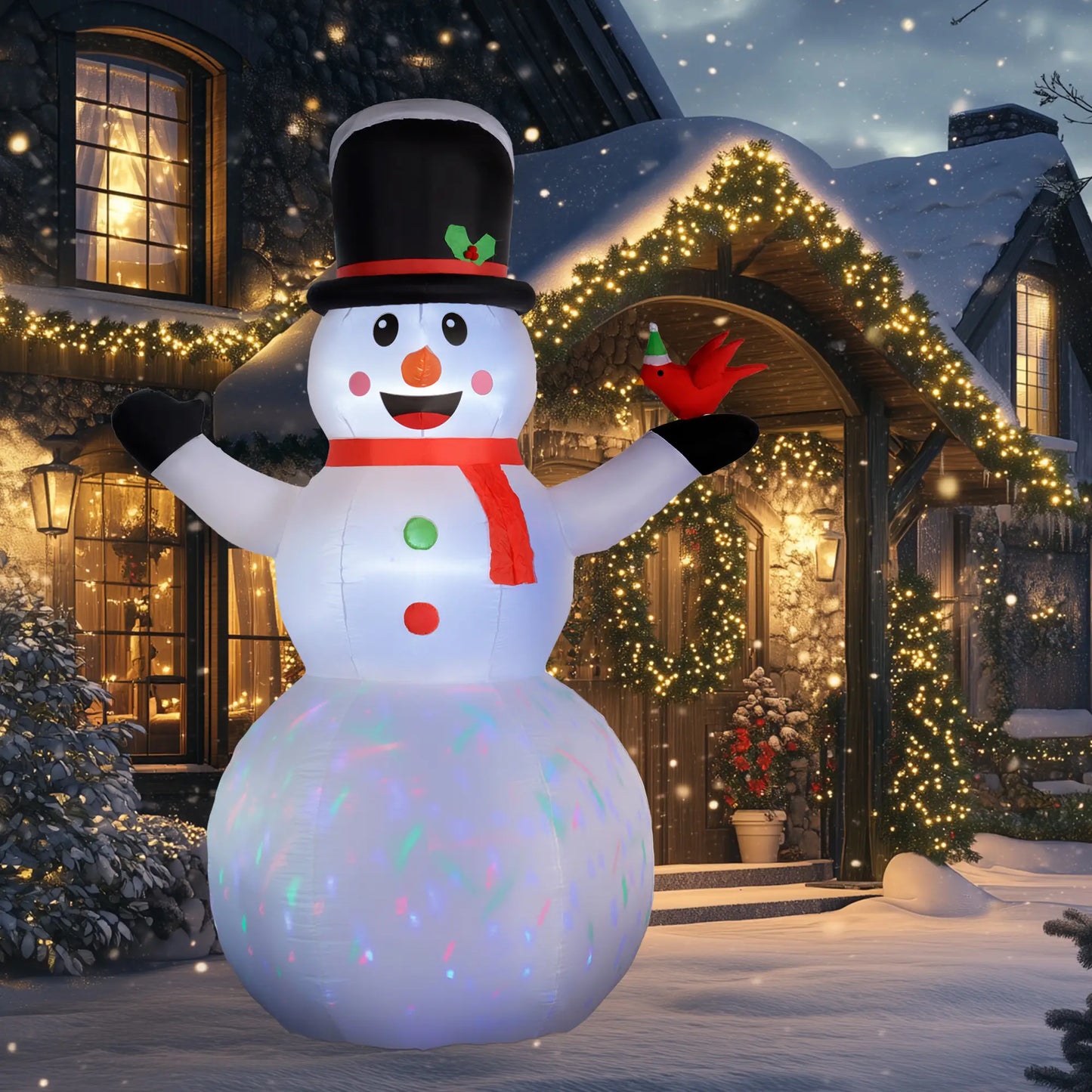 12FT Inflatable Snowman, Rotating LED Light, Indoor Outdoor Decor Christmas Inflatables at Gallery Canada