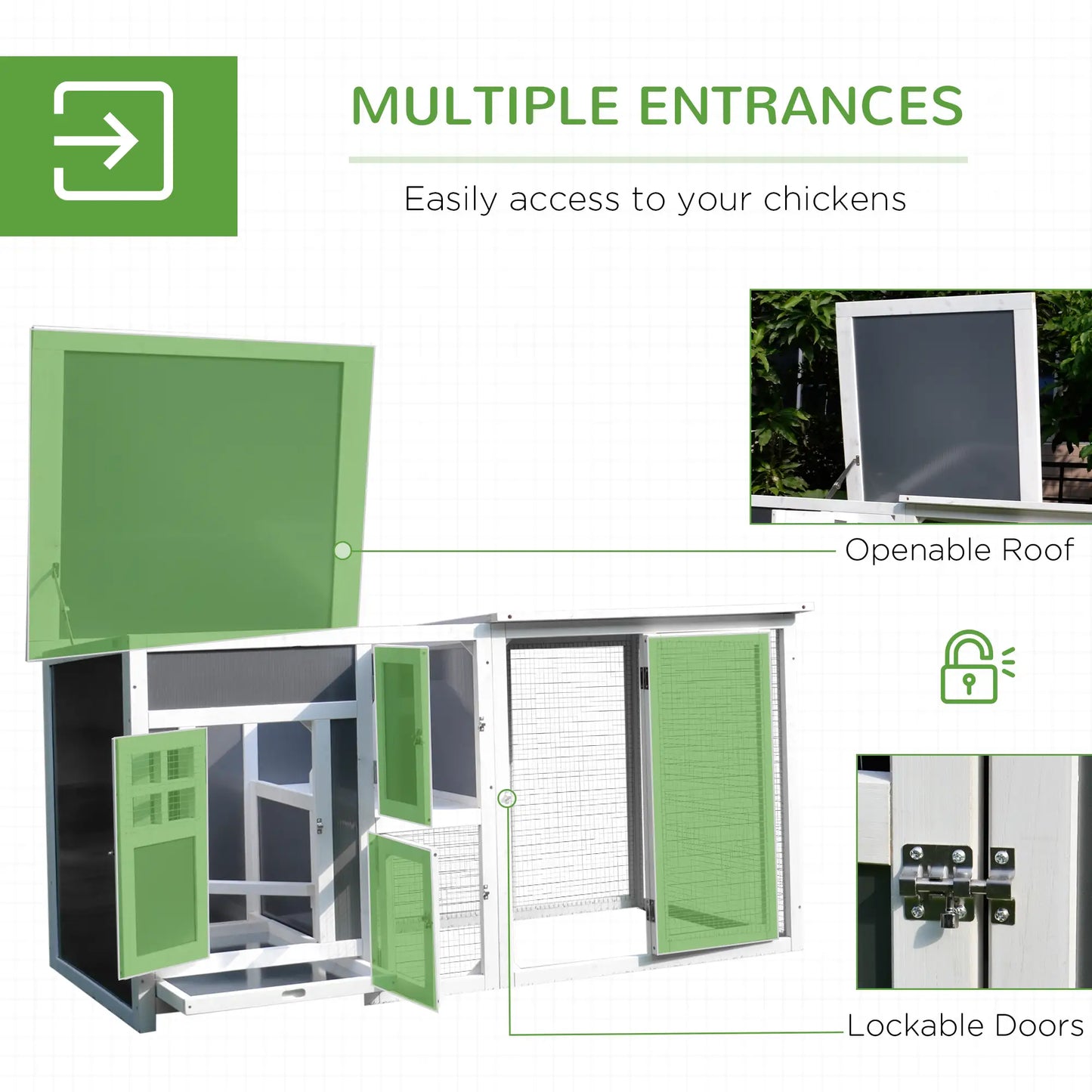 63" Wooden Chicken Coop, Rabbit Hutch, Nesting Box, Run, Grey Chicken Coops at Gallery Canada