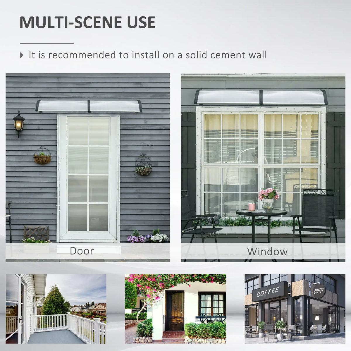 Awning Door Canopy, 78.7" x 37.8", Polycarbonate Outdoor Patio Cover, Clear Door Awnings at Gallery Canada