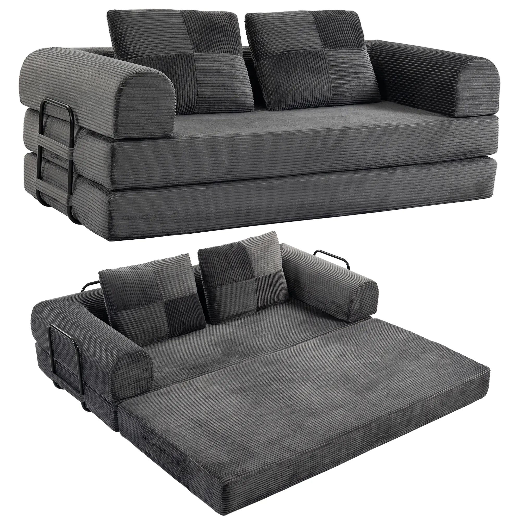 5-in-1 Convertible Sofa Bed, L-Shaped Loveseat, Dark Grey, Dark Grey Sofa Bed at Gallery Canada