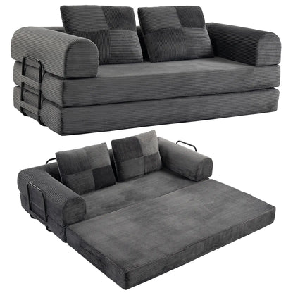 5-in-1 Convertible Sofa Bed, L-Shaped Loveseat, Dark Grey, Dark Grey Sofa Bed at Gallery Canada