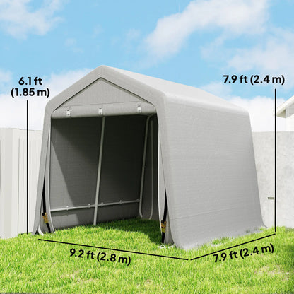 9.2' x 7.9' Garden Storage Tent, Metal Frame, Double Zipper Doors, Light Grey Portable Shed at Gallery Canada