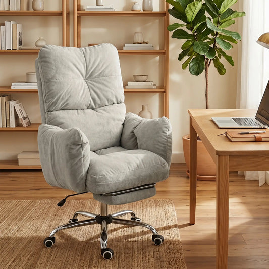 Ergonomic Reclining Gaming Chair With Foot Rest, Light Grey Office Chairs Light Grey at Gallery Canada