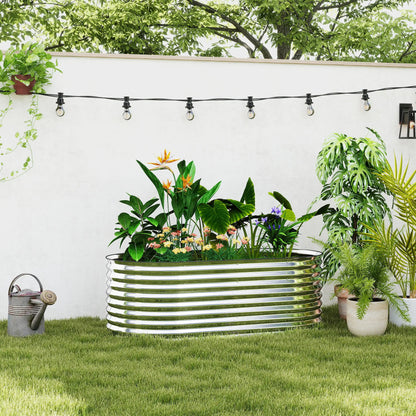 5 x 2.5 x 2ft Galvanized Raised Garden Bed, Oval Planter Box, Silver Raised Garden Beds at Gallery Canada