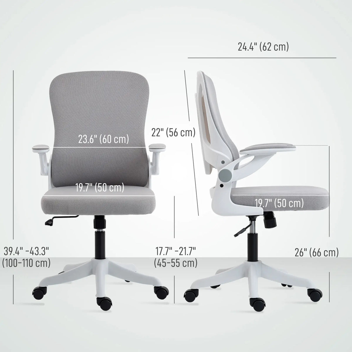 Ergonomic Swivel Office Chair, Adjustable Lumbar Support, Grey Task Chairs at Gallery Canada