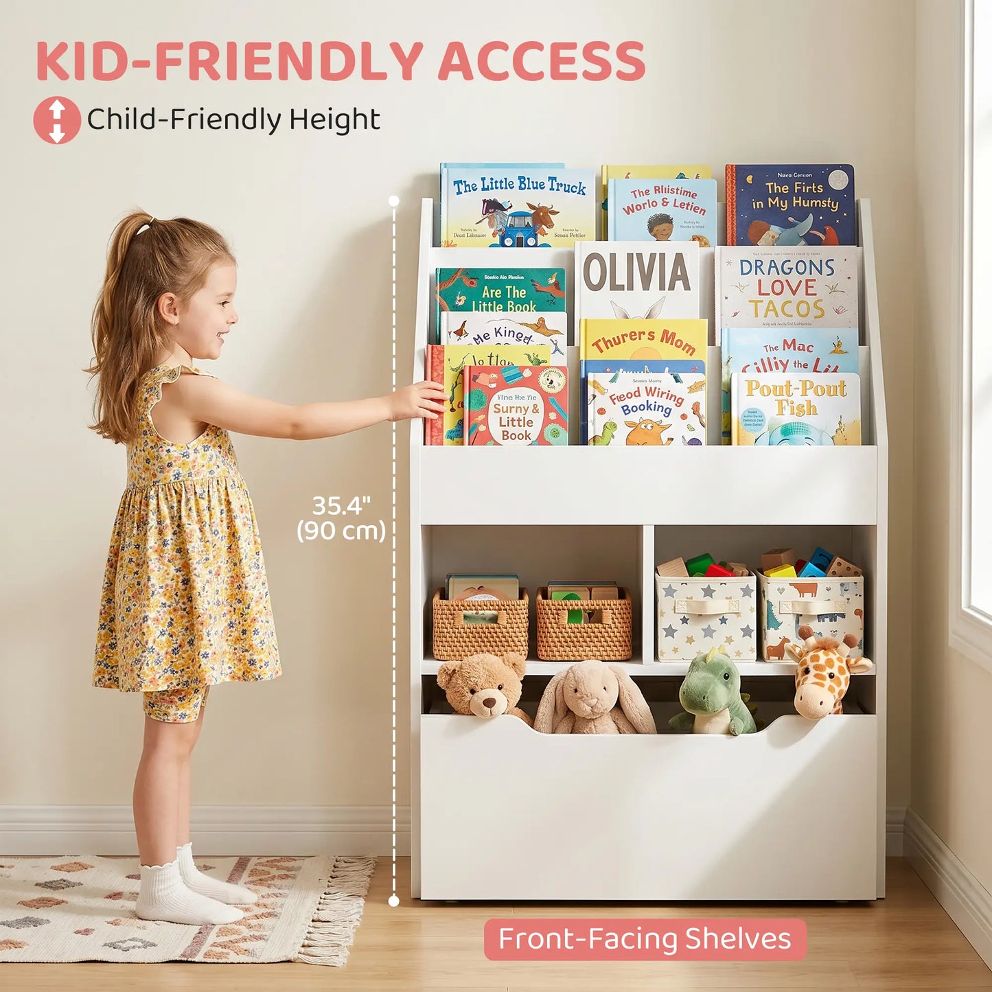 Kids Bookcase, Multi-Shelf Organizer with Drawer, White Baby & Kids Storage at Gallery Canada