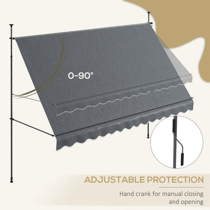 11.5' X 4' Freestanding Retractable Awning, Dark Grey Patio Awnings at Gallery Canada