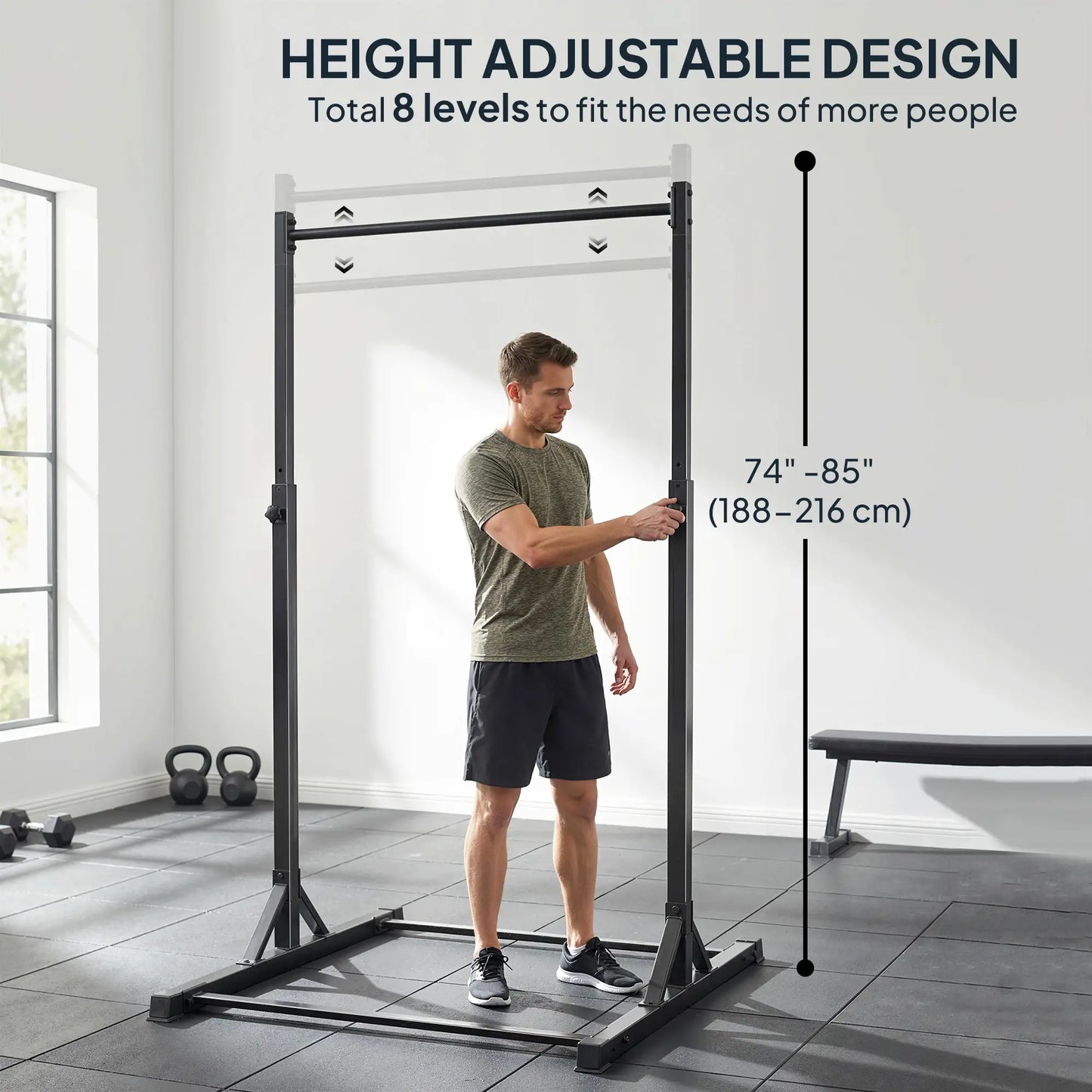 Portable Pull Up Station, Height Adjustable, 8 Levels, 440LBS Capacity Strength Training Equipment at Gallery Canada