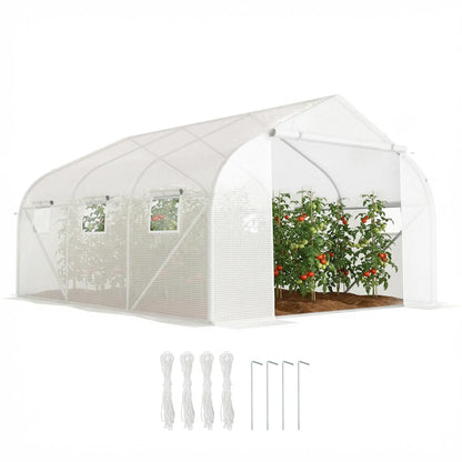 11.5'x9.8'x6.6' Portable Walk-In Greenhouse, White Tunnel Greenhouses White at Gallery Canada