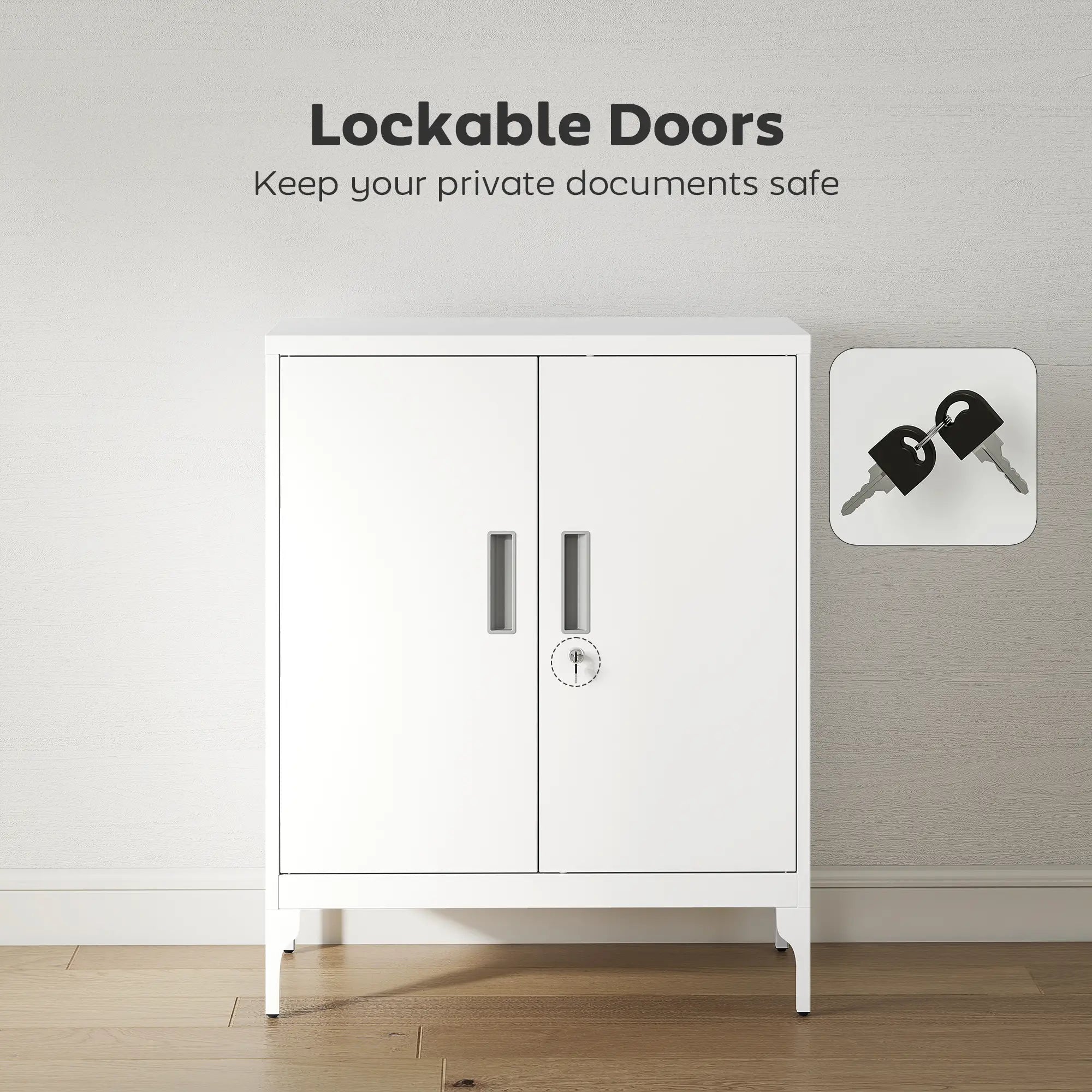 Office Storage Cabinet with Lock, Adjustable Shelves, White Office Cabinets & Cupboards at Gallery Canada