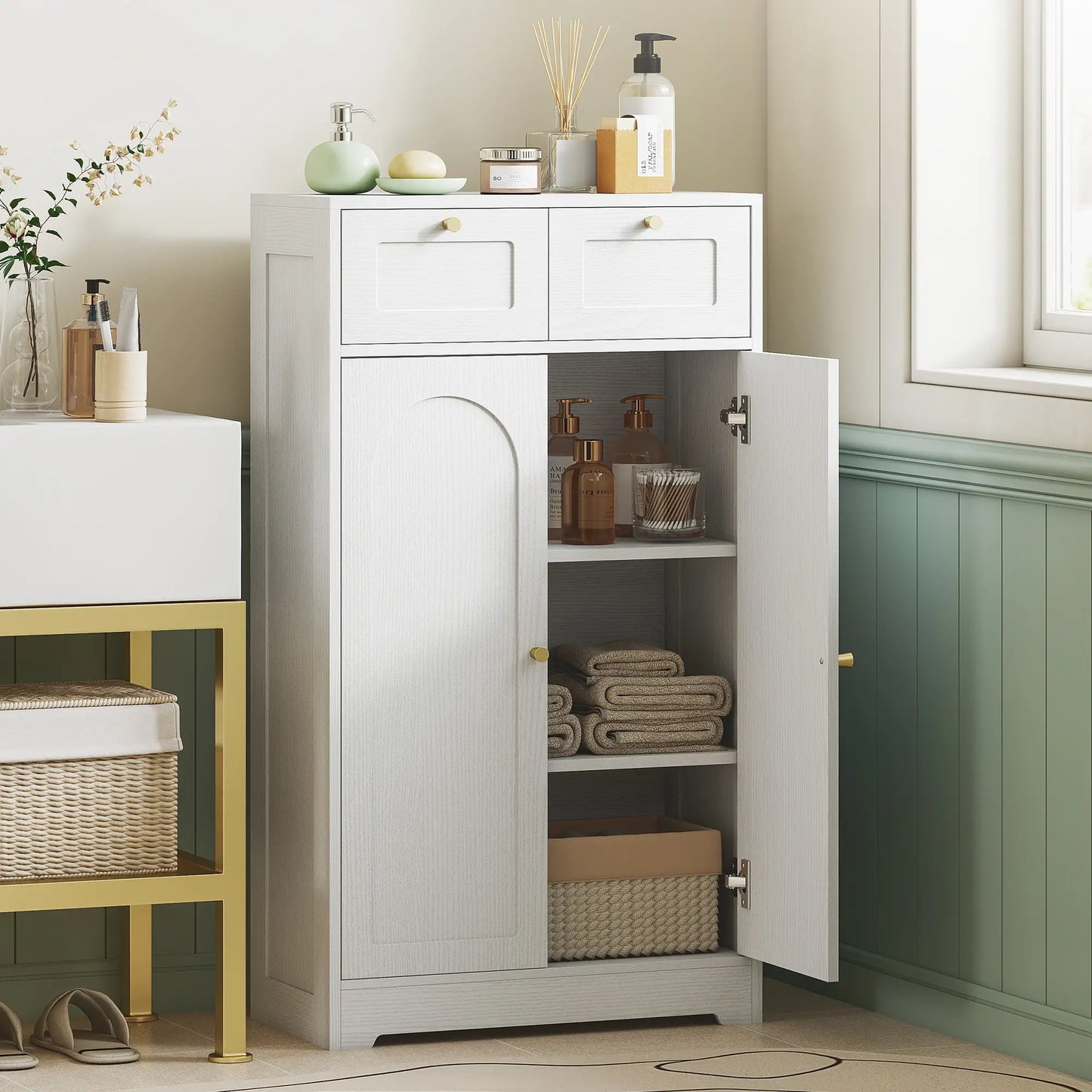 Bathroom Floor Cabinet With 2 Drawers, White Freestanding Bathroom Cabinets at Gallery Canada